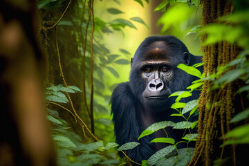 Obraz premium Mountain Gorilla (Endangered) - Generative Ai