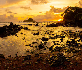Dawn at Koki Beach With Alau Island in The Distance, Koki Beach Park, Hana, Maui, Hawaii, USA