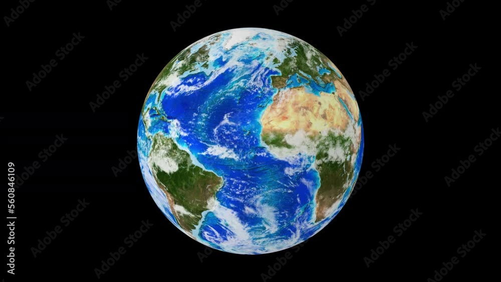 Wall mural the planet earth rotates isolated by the alpha channel in seamless loop.3d earth.earth from space.