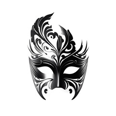 Black vector illustration of a venetian carnival mask isolated on a white background.