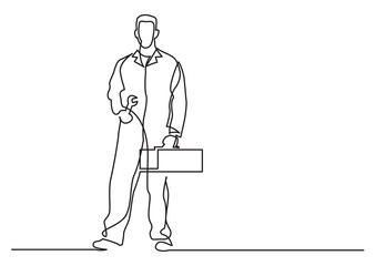 continuous line drawing standing mechanic - PNG image with transparent background