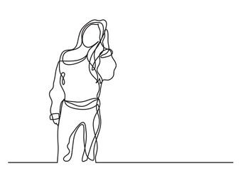 continuous line drawing standing woman 3 - PNG image with transparent background