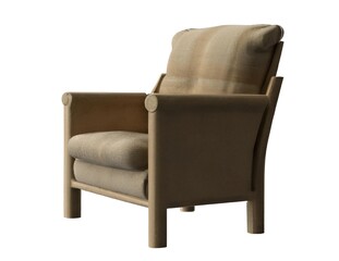 Model of an brown vintage armchair isolated on white background. Armchair mockup. Generative AI