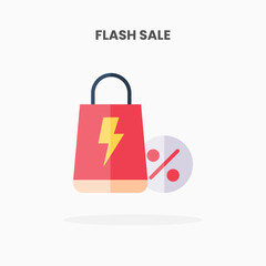 Flash Sale icon flat. Vector illustration on white background. Can used for web, app, digital product, presentation, UI and many more.