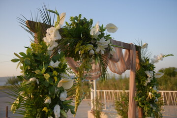 Flowers decoration at the wedding ceremony