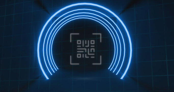 Image of flickering white qr code on blue background