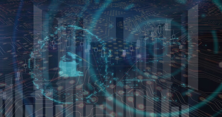 Image of financial data processing over digital screen