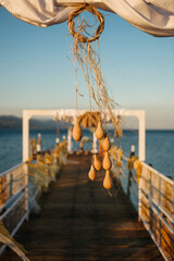 Pier decorated for wedding 