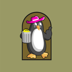 Penguin logo and a glass of beer