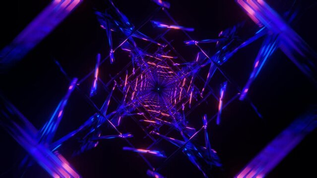Sci-fi blue purple tunnel transformer with multicolor neon lights.