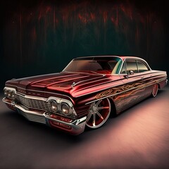 Beautiful Impala Lowrider with Custom Paint, Machine Learning AI Image of a Badass Car