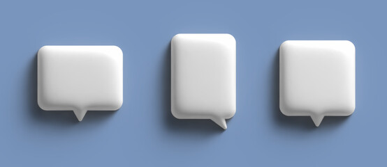 3d rectangular white empty chat bubbles