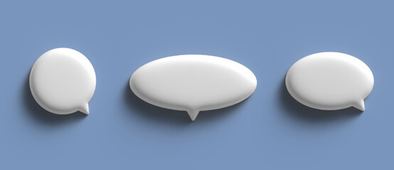 3d square white empty chat bubbles