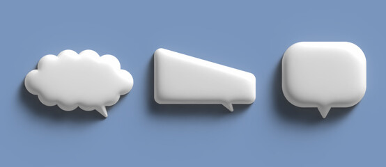 3d white empty chat bubbles