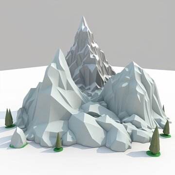 low poly mountain isometric illustration