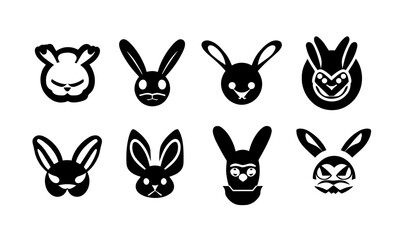 Bunny Vector Set, Bunny Vector Collection, Bunny Head Vectors, Bunny Face Set