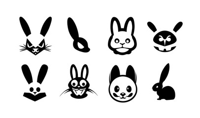 Bunny Vector Set, Bunny Vector Collection, Bunny Head Vectors, Bunny Face Set