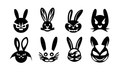 Bunny Vector Set, Bunny Vector Collection, Bunny Head Vectors, Bunny Face Set