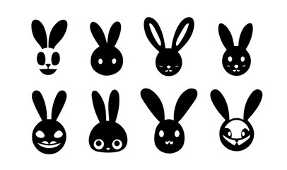 Bunny Vector Set, Bunny Vector Collection, Bunny Head Vectors, Bunny Face Set