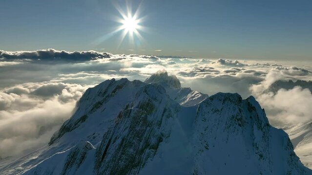 Aerial View of the Mountain Seantis in the Swiss Alps, Switzerland. Santis