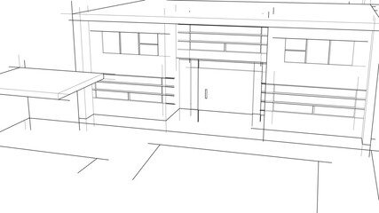 house building sketch architectural 3d illustration
