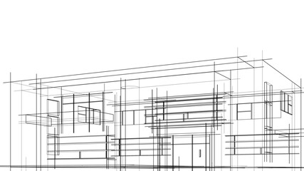 house building sketch architectural 3d illustration