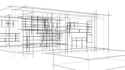 house building sketch architectural 3d illustration