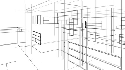 house building sketch architectural 3d illustration