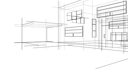 house building sketch architectural 3d illustration
