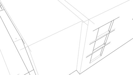 house building sketch architectural 3d illustration