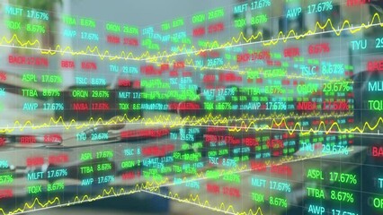 Animation of financial data processing over carpenter using hammer - Powered by Adobe