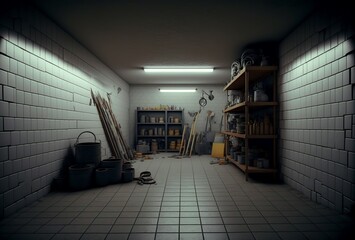 Naklejka premium illustration ,storage room,image generated by AI