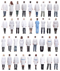 group of doctors in full length isolated on white