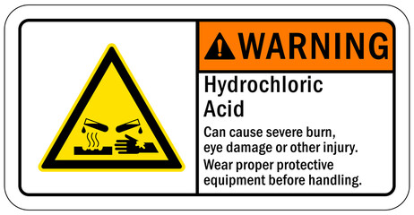 hydrochloric acid sign and label