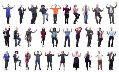collage of people joyful energetic full length isolated