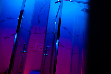 shower room in neon light