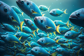 Shoal of fish - illustration -  AI Generated
