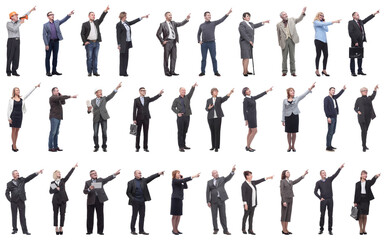 group of business people showing thumbs up isolated