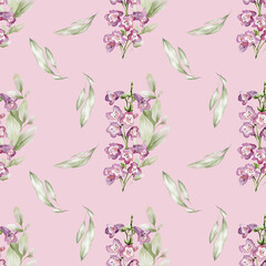 Fototapeta na wymiar Seamless background with spring flower doodles, bright background. Luxury pattern for creating textiles, wallpaper, paper. Vintage. Romantic floral Illustration