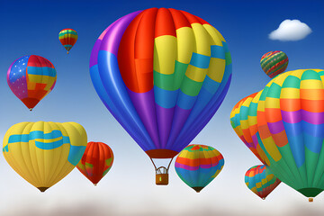 hot air balloons rainbow style