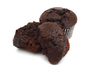 Tasty muffin cake, isolated on white