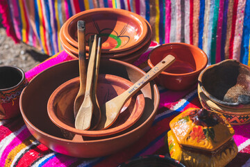 Traditional Berber Chaoui Crockery and wooden cooking tools