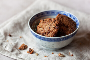 Homemade natural ingredients biscuits with seeds and graines