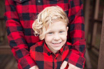 Family in Matching Red Plaid