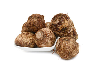Closeup of taro on white background 