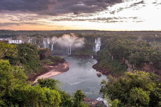 Iguazu Falls at dusk, Parana, Brazil
