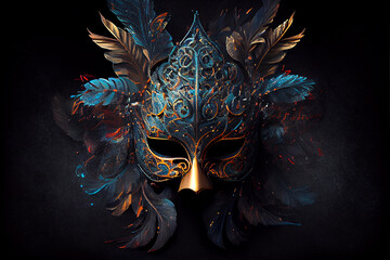 multicolored carnival mask party inspired in ancient venetian dominos, generative AI