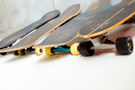 Row of skateboards