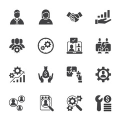 Business people and finance thin line icon set, Vector solid icon