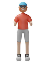 3d render of man with thumb up gesture